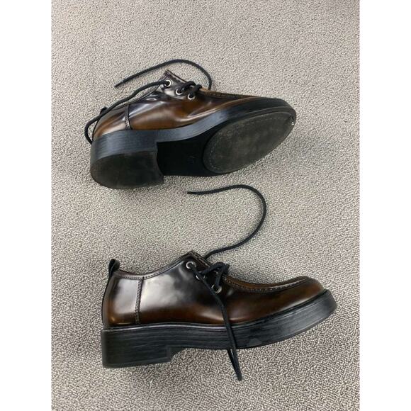 Zara Dress Shoes Women EU 39 Brown Lace Up Chunky Platform Sole Round Toe Oxford - Picture 9 of 9